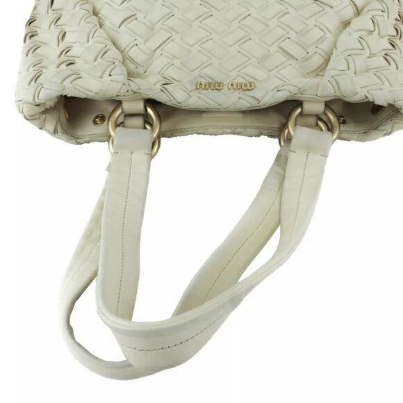 miu miu tote bag Intetcho beige leather Authentic - Picture 6 of 10